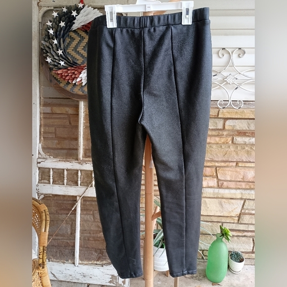 Joseph Ribkoff Black Faux Leather Pants with Zipper Detail_Fleece Inside_10 - Picture 6 of 8